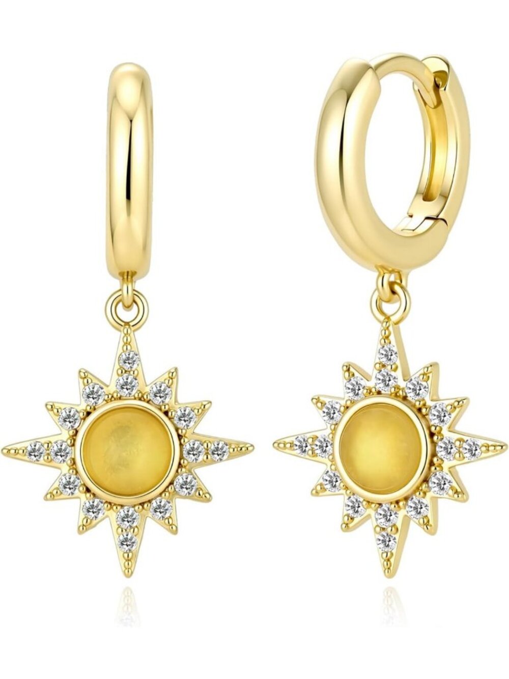 Elegant 14K Gold Drop Earrings for Women | Chic Sun Design | Perfect Gift